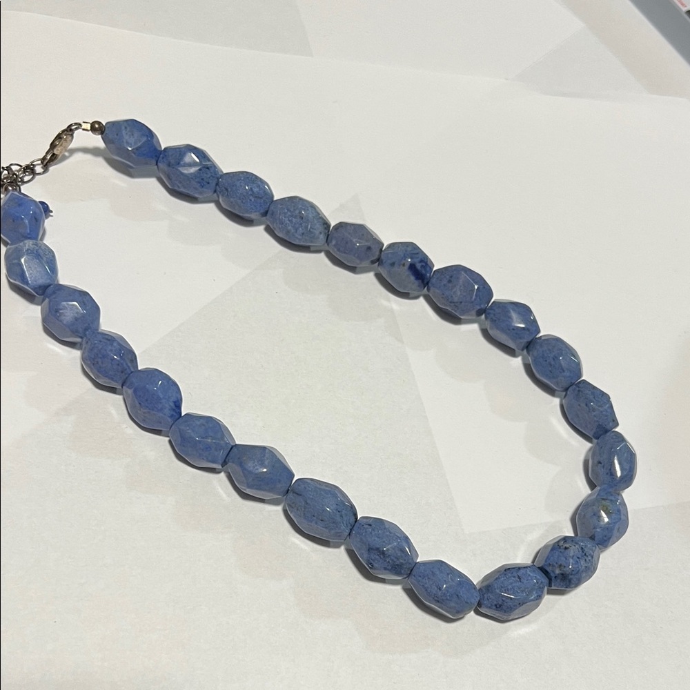 Blue Polished Stone Necklace with lobster clasp